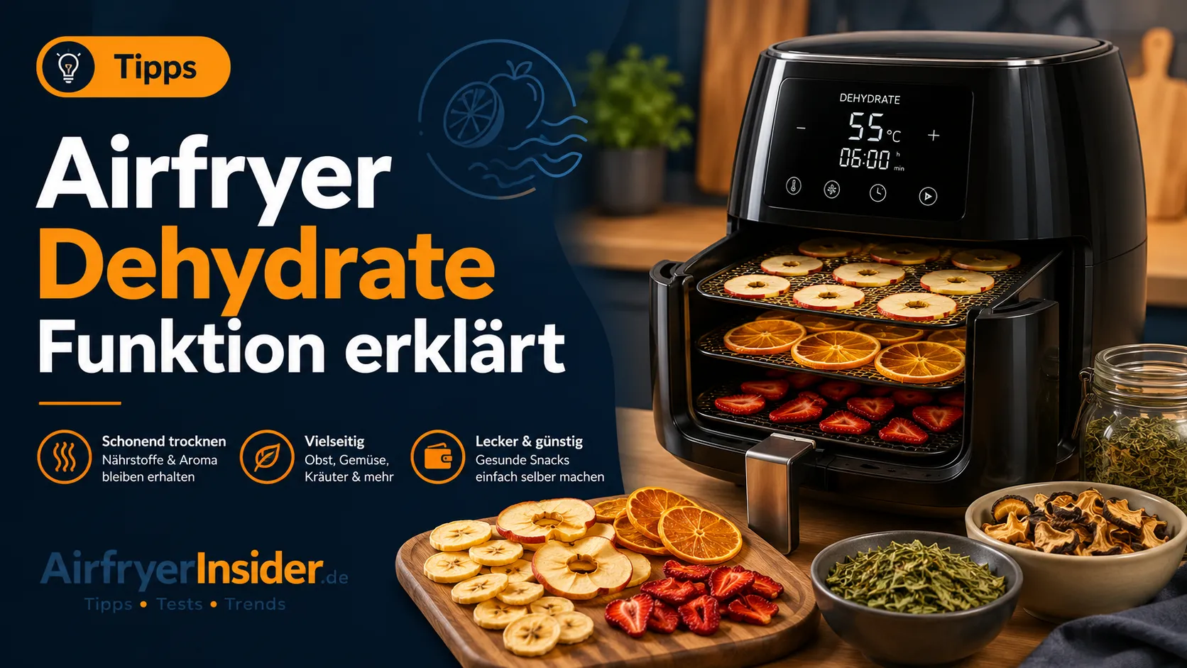 Airfryer Dehydrate Funktion erklärt und richtig dörren im Alltag